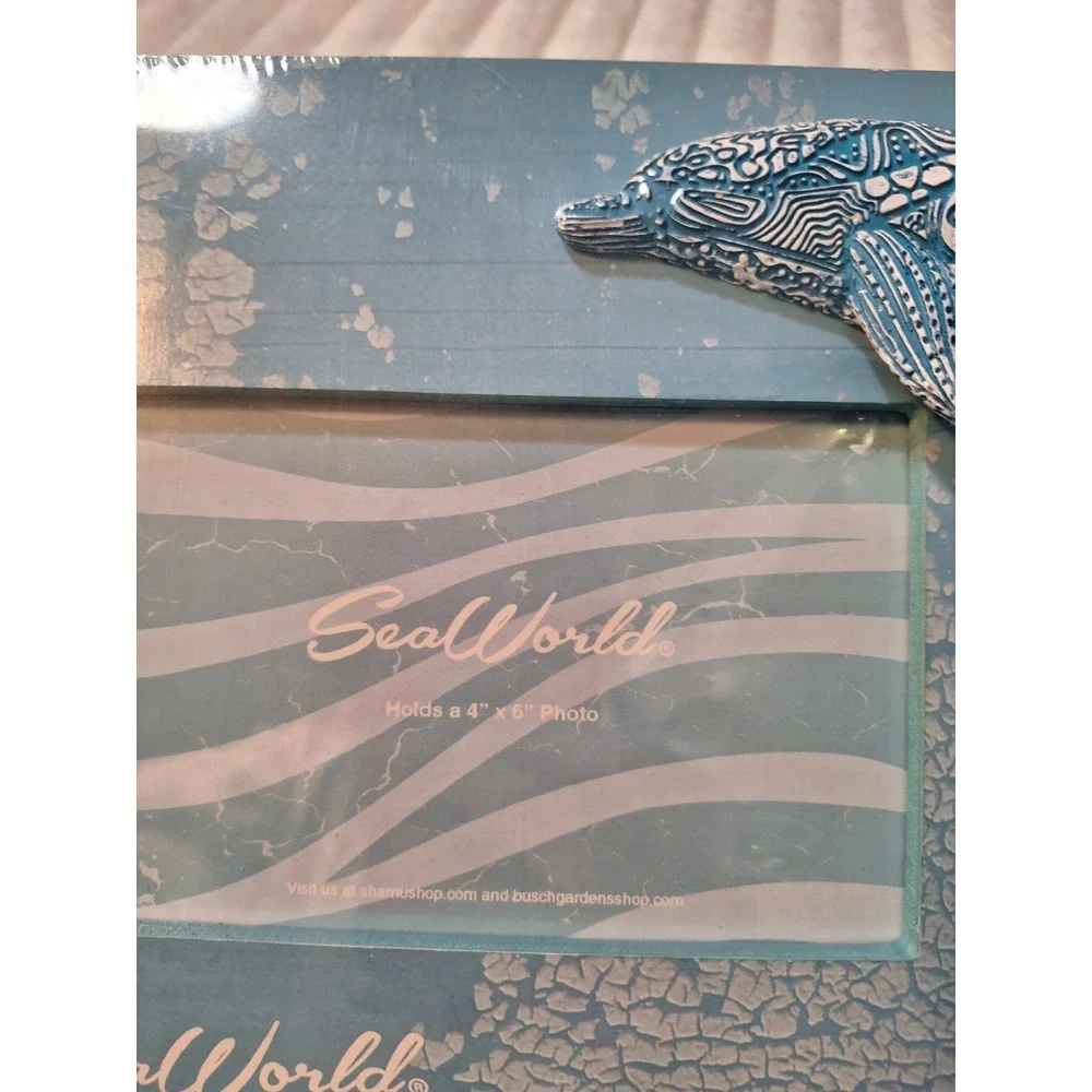 SeaWorld Dolpin Beach 4X6‎ Photo Picture Frame Wood Rope Mosaic NEW